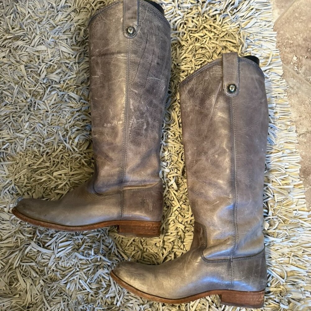 Frye Melissa Button Tall Riding Boots (Gray)